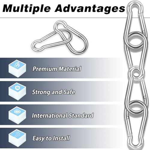 200 PCS 2'' Spring Snap Hook Carabiner, M5 3/16 Inch Galvanized Silver Steel Small Carabiner Clip, 220LBS Holding Capacity Quick Link Clip Keychain for Hammock Dog Leash & Camping Gym