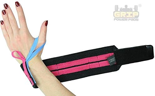 Grip Power Pads Wrist Wraps 2 Wraps for Weight Lifting Wrist Support Cotton Wraps Gym Bandage Straps for Men & Women Premium Quality & PRO Rubber