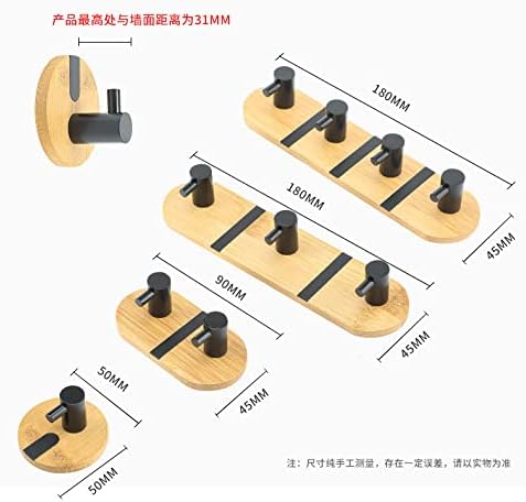 4 Pcs Bamboo Wall Hooks 11lb(max) Stainless Steel