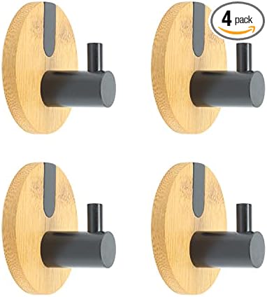 4 Pcs Bamboo Wall Hooks 11lb(max) Stainless Steel