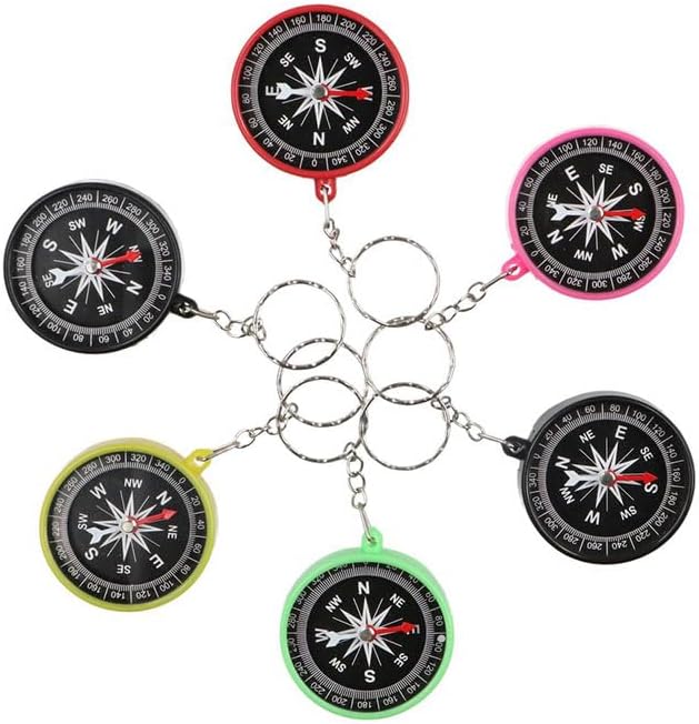 6 Pcs Compass Keychain