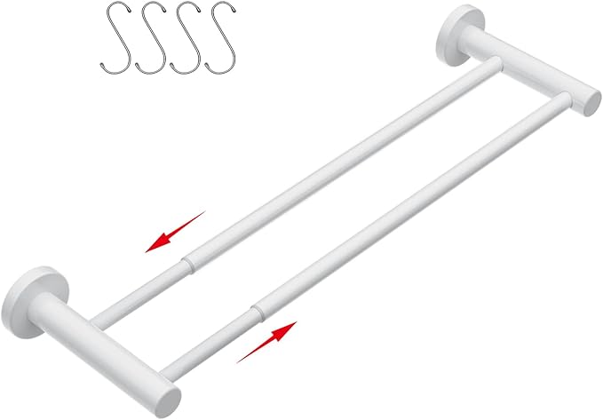 Adjustable Double Bath Towel Bar 16 to 27.6 Inch Kitchen,1" Tube