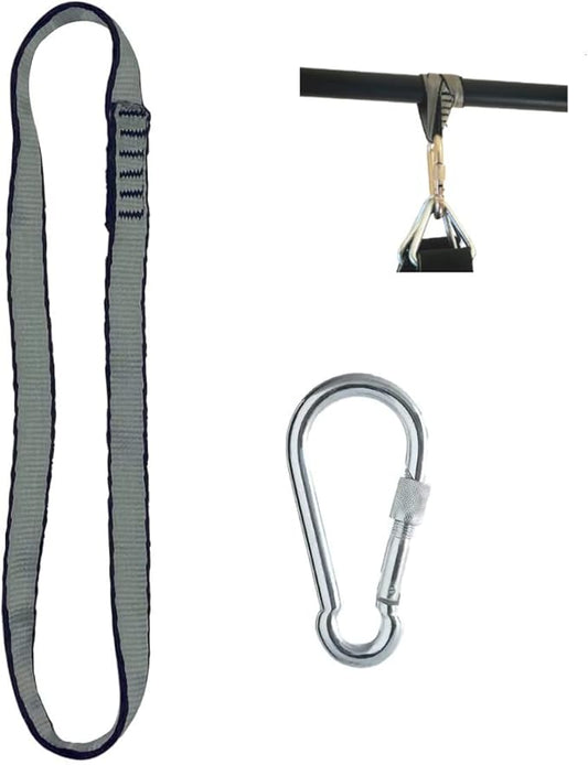 Heavy Duty Punch Bag Straps Hanger, Heavy Bag Hanging Strap with Hook Carabiner for Gym Bar & Pull-Up Bar (Carabiner)