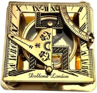 3" Brass Nautical Pocket Sundial Compass for Hiking