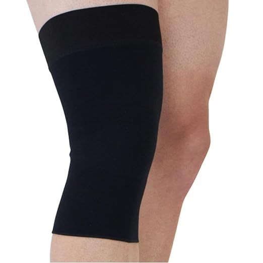 medi Seamless Knit Knee Support Compression Sleeve w/Band Black LG