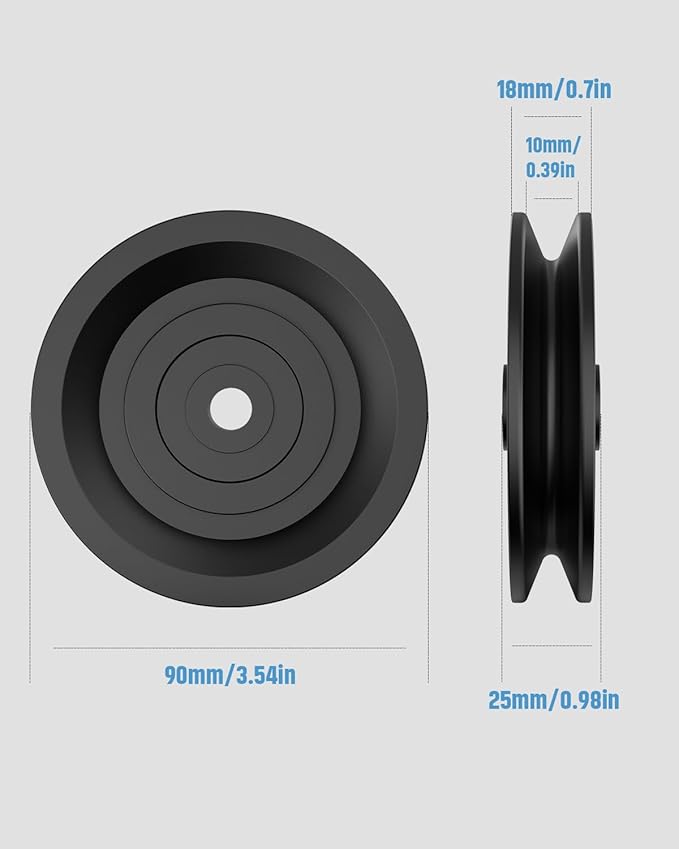90mm/3.5Inch Universal Nylon Abration Bearing Pulley-Wheel Replace for Home Gym Cable Machine Equipment Part, Load Bearing 330 Lbs, DIY Fitness Weight Lifting Pulley Replacement