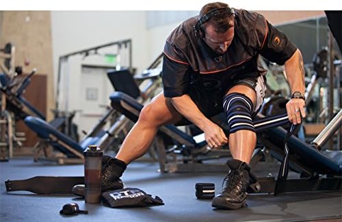 Heavy Duty Knee Support Compression Wraps (Pair) Elastic Velcro for Weightlifting, Powerlifting, Crossfit, Fitness, Unisex, Red