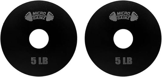 Micro Gainz Steel Olympic Barbell Weight Set of 2 Plates, 2.5lb, 5lb or 10lb, Plate Set Designed for Strength Training & Loading Bar Weights, Made in USA