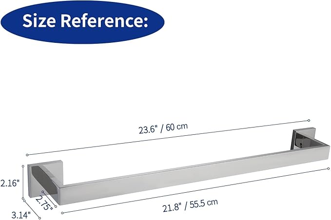 23.6 Inch Black Single Towel Bar Rack 304 Stainless