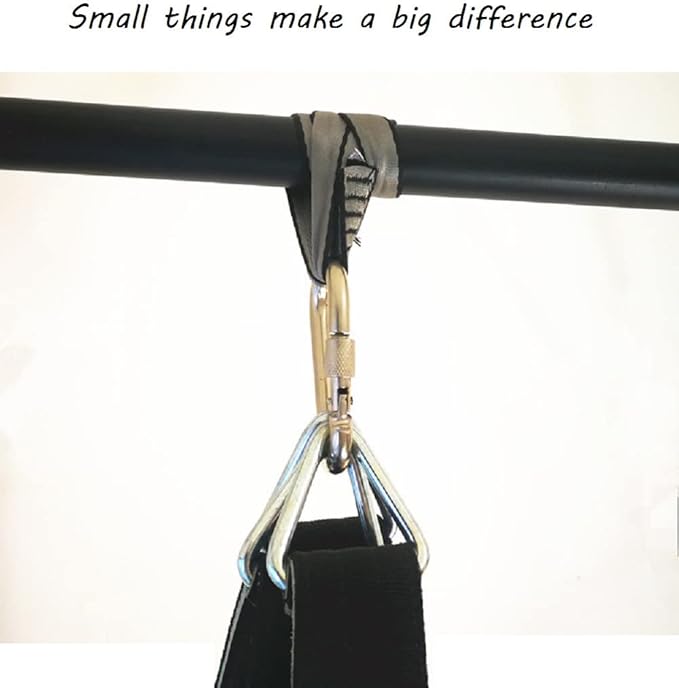 Heavy Duty Punch Bag Straps Hanger Heavy Bag Hanging Strap with Hook Carabiner for Gym Bar & Pull-Up Bar (25KN Carabiner)