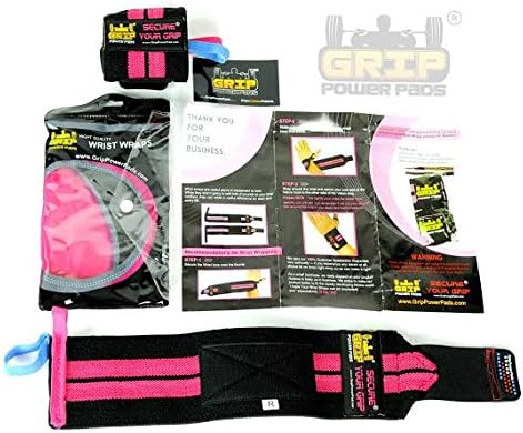 Grip Power Pads Wrist Wraps 2 Wraps for Weight Lifting Wrist Support Cotton Wraps Gym Bandage Straps for Men & Women Premium Quality & PRO Rubber