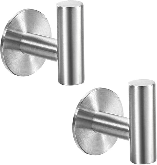 Adhesive Hooks Brushed Nickel SUS304 Stainless Steel Towel 2 Pack