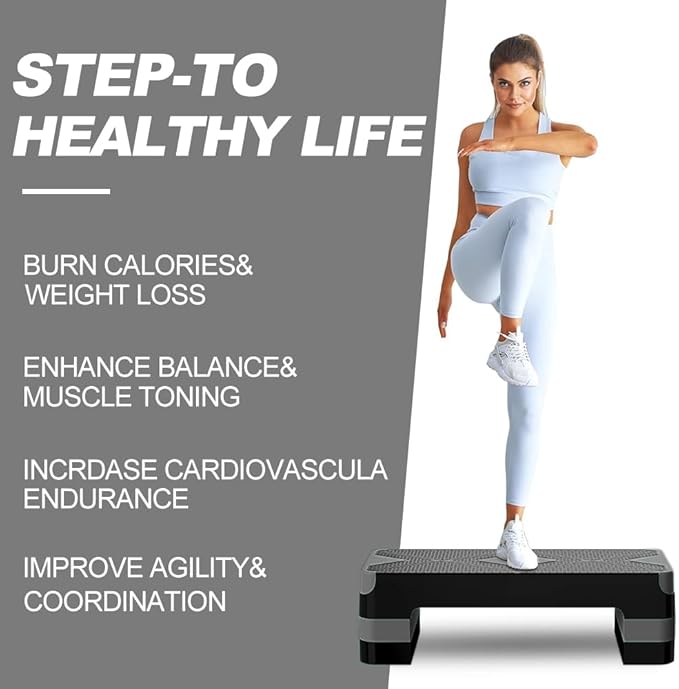 Aerobic Exercise Step 26.5" Step 4â€ 6â€ 6â€ 8â€ 8â€ Adjustable