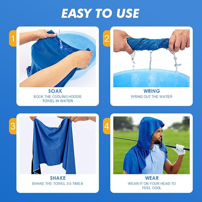 4 Pack Cooling Hoodie Towels for Neck and Face 50 Sun