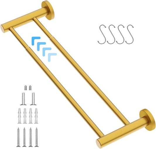 Adjustable 16 to 27.6 Inch Double Towel Bar SUS304 Stainless 1" Diameter