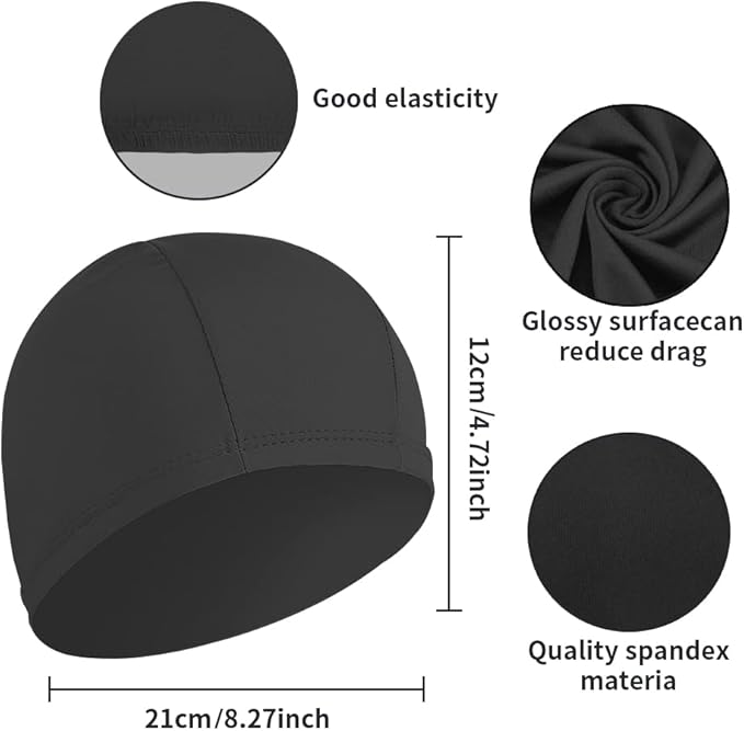2pcs Cloth Swim Caps for Both Women & Men & Kids Fabric Durable Non-Waterproof Elastic Swimming Pool Cap Bathing Cap for Long and Short Hair