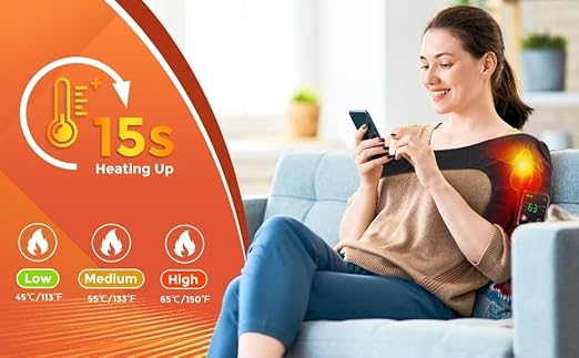 Heated Knee Massager for Pain Relief, Portable Knee Brace with Heat to Keep Knee Warms, Knee Heating Pad for Shoulder Elbow Knee 3 in 1 with Vibration