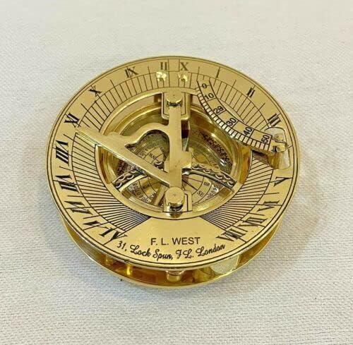 Maritime Brass Sundial Compass for Traveling Trekking Camping