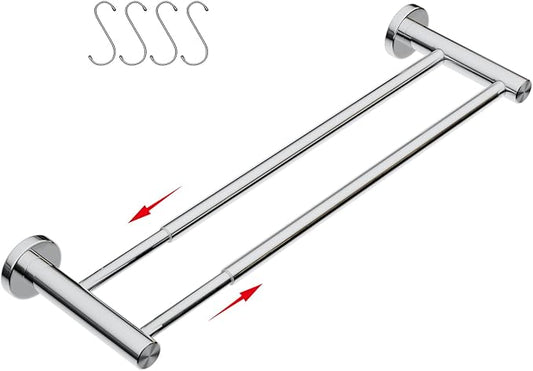Adjustable Double Bath Towel Bar 16 to 27.6 Inch 1" Tube