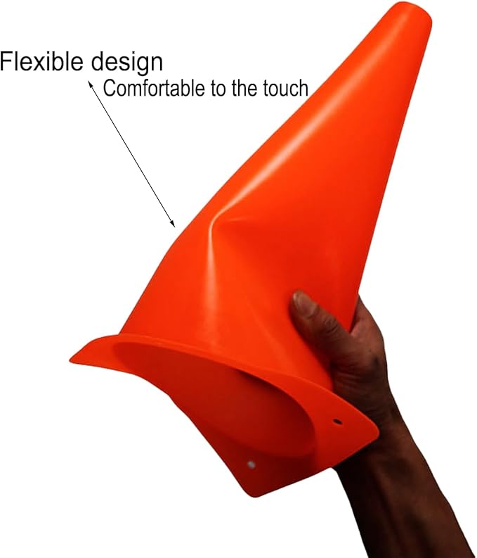 12 Inch Traffic Training Cones, 12 Pack Cones Sports Training Agility Plastic Safety Parking Cones, Agility Field Marker Cones for Soccer Basketball Football, Outdoor Sport Activity