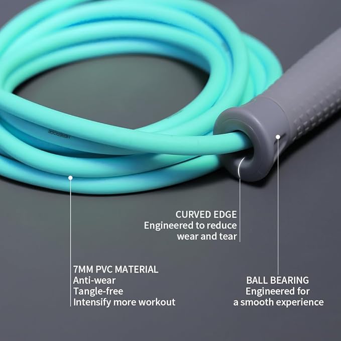 HEREROPE Jump Ropes for Fitness, Adjustable Jump Rope for Women Men, Weighted Speed Rope with 7mm PVC Skipping Rope, No-Slip Grip, Ball Bearing, Great for Speed, Cardio & Tricks, Strength Boxing
