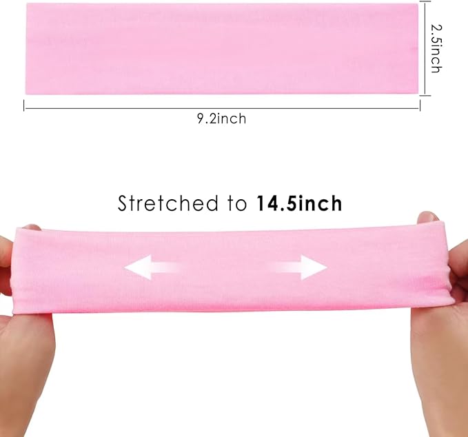 Headbands for Women 9Pcs, Cotton Like Headbands Women Men 2.5 inch Wide, Soft Sweat Wicking Stretchy Headband for Women Girls Sports Yoga Running