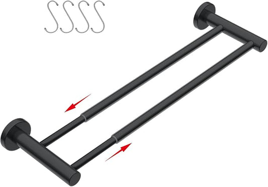 Adjustable Double Bath Towel Bar 16 to 27.6 Inch 1" Tube