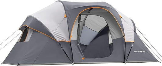 HIKERGARDEN 10 Person Camping Tent - Portable Easy Traveling-14'x11'x74in(H)