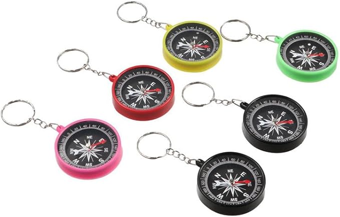 6 Pcs Compass Keychain