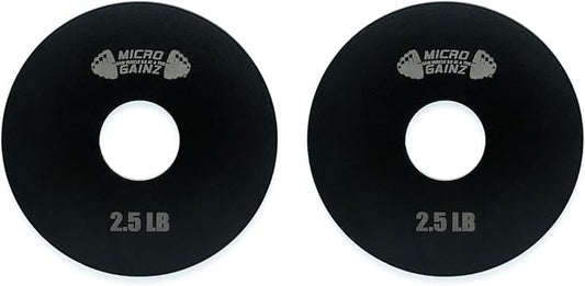 Micro Gainz Steel Olympic Barbell Weight Set of 2 Plates, 2.5lb, 5lb or 10lb, Plate Set Designed for Strength Training & Loading Bar Weights, Made in USA
