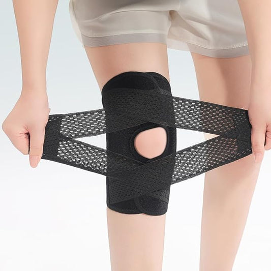 Adjustable Knee Brace for Women Men Knee Support with Side Stabilizers for Running Workout Athletic Compression Patella Knee Brace for Arthritis Pain Meniscus Tear Tendonitis Injury Recovery