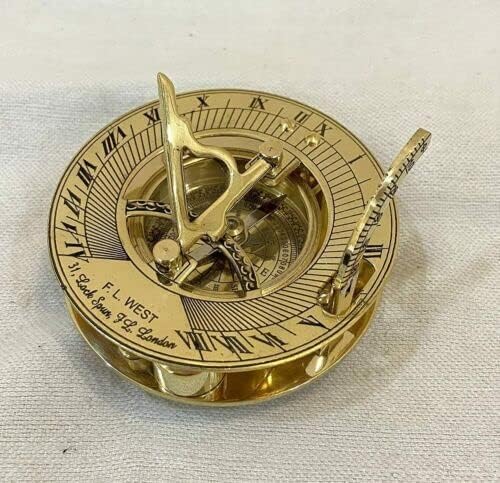 Maritime Brass Sundial Compass for Traveling Trekking Camping