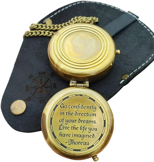 MAI Thoreau's Go Confidently Quote Engraved Compass