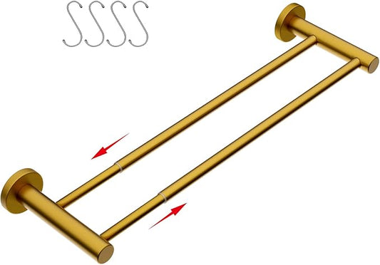 Adjustable Double Bath Towel Bar 16 to 27.6 Inch 1" Tube
