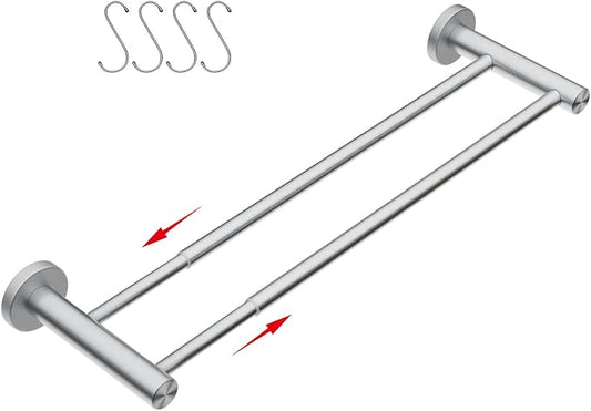 Adjustable Double Bath Towel Bar 16 to 27.6 Inch Kitchen,1" Tube