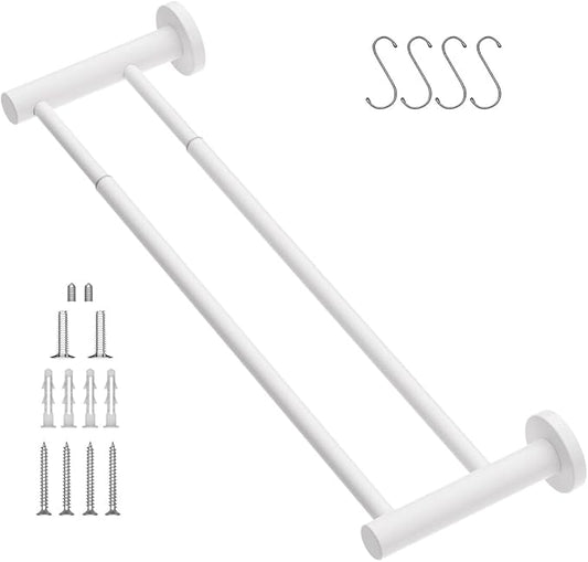 Adjustable 16 to 27.6 Inch Double Towel Bar 1" Diameter