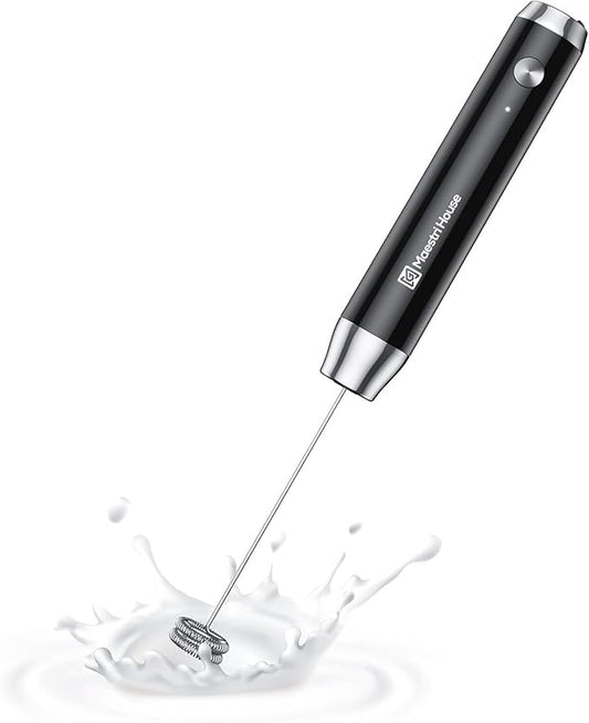 Maestri House Rechargeable Milk Frother, LunaFro NS Handheld Electric Foam Maker Waterproof Detachable Stainless Steel Whisk Drink Mixer Foamer for Lattes, Cappuccino, No Stand