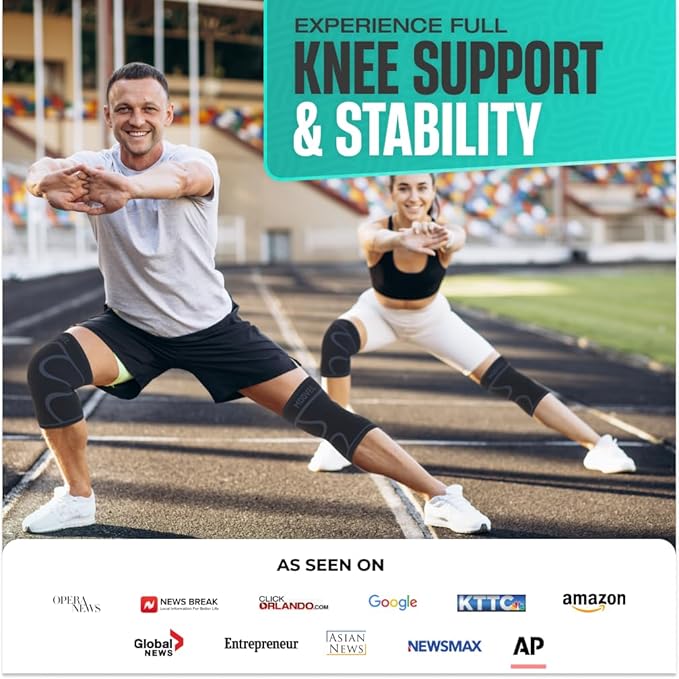 Modvel 2 Pack Knee Brace for Women & Men - Workout Knees Compression Sleeve for Knee Pain Relief Joint Support for ACL, Arthritis, Meniscus Tear Knees Brace for Sports, Rodilleras para Gym Fitness