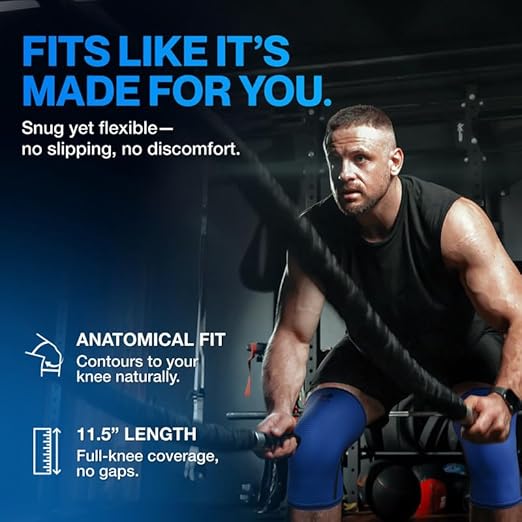 Modvel 7mm Neoprene Knee Sleeves for Men & Women Weightlifting & Powerlifting – Compression Knee Sleeve Support for Squats, Gym, Training – USPA, IPL Approved – Large Blue (Pair)