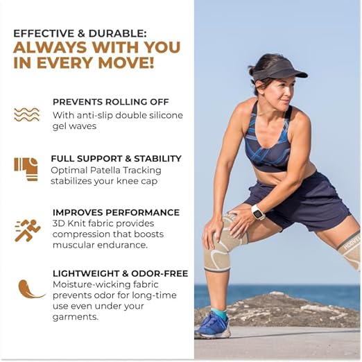 Modvel 2 Pack Knee Brace for Women & Men - Workout Knees Compression Sleeve for Knee Pain Relief Joint Support for ACL, Arthritis, Meniscus Tear Knees Brace for Sports, Rodilleras para Gym Fitness