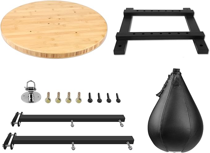 Adjustable Speed Bag Platform Kit with Speed Punching Bag & Professional Speed Bag Swivel for Boxing Training, Exercise, Fitness