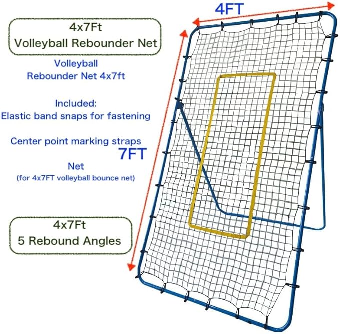 Adjustable Volleyball Rebounder Net 4x7ft