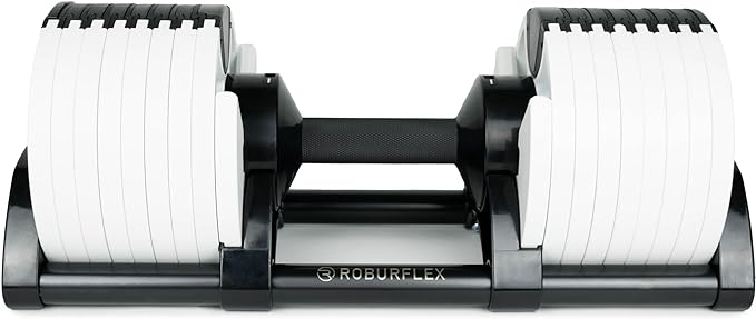 Adjustable Dumbbell (Single) by ROBURFLEX for Workout Strength Training Fitness Home Gym