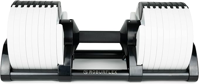 Adjustable Dumbbell (Single) by ROBURFLEX for Workout Strength Training Fitness Home Gym