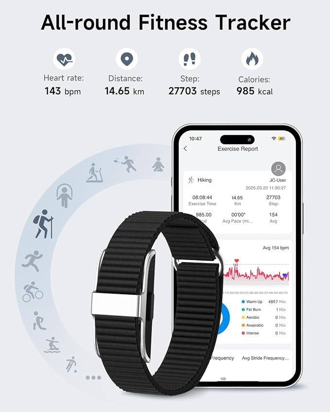 Health Fitness Tracker, Wearable Activity Step Tracker for Men Women, Continuous Sleep/ Heart Rate/ SpO2/ Stress/ Blood Pressure Monitor, IP68 Multiple Sports Modes Watch, Free App for Android iPhone