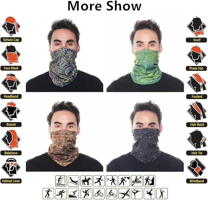 Headband Neck Gaiter Head Wrap Headwear Face Mask Magic Scarf Bandana for Men and Women