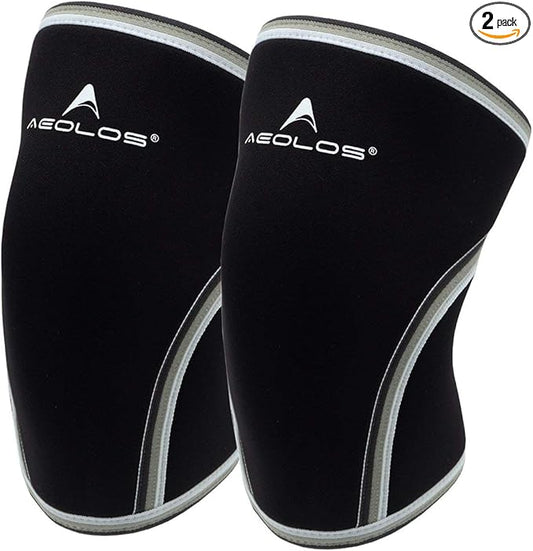 AEOLOS Knee Sleeves (1 Pair)，7mm Compression Knee Braces for Heavy-Lifting,Squats,Gym and Other Sports (X-Large, Black)