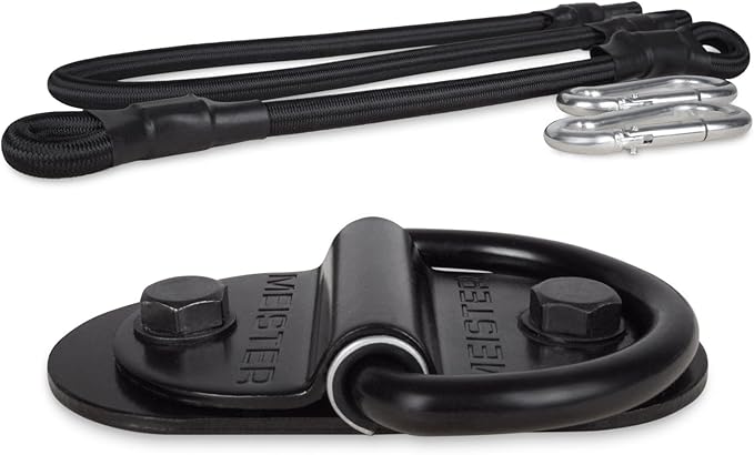 Meister Double-End Heavy Bag D-Ring Floor Anchor Mount Kit w/Bungees - Black