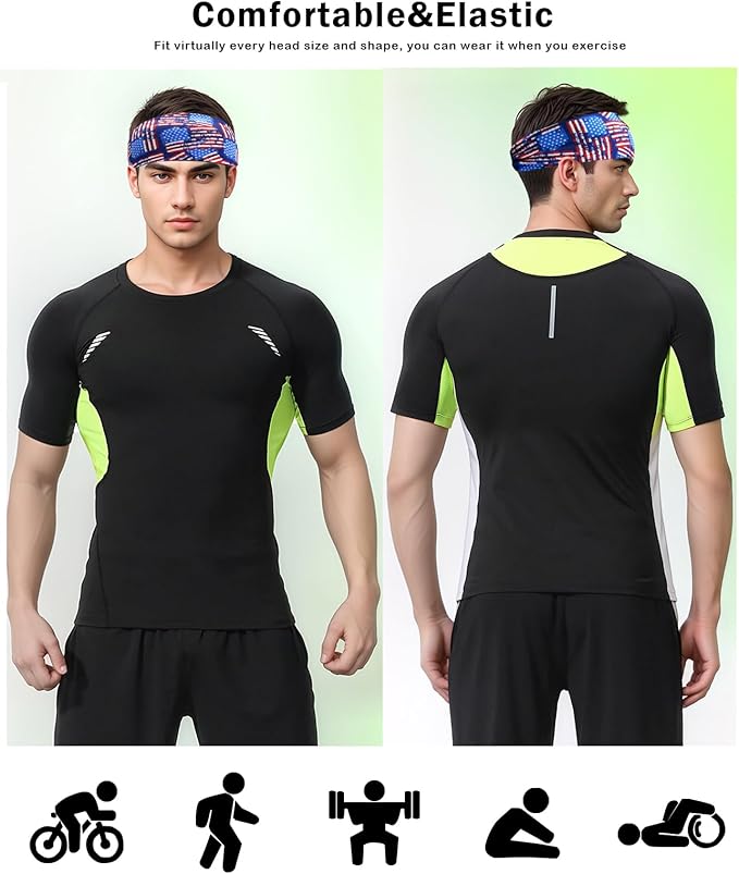 Headbands for Men & Women, Sweat Headband Non-Slip Sweatband Sports Running Cycling Yoga Basketball Workout Football Training