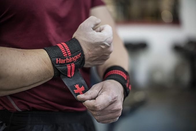 Harbinger Red Line 18-Inch Weightlifting Wrist Wraps for Men and Women (Pair)